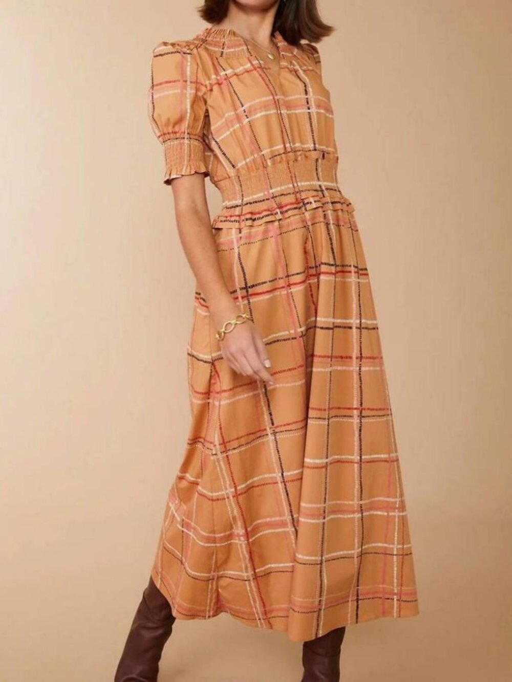 Spartina 449 Adelaide Dash Plaid Midi Dress - NWT - Botanic Garden XS